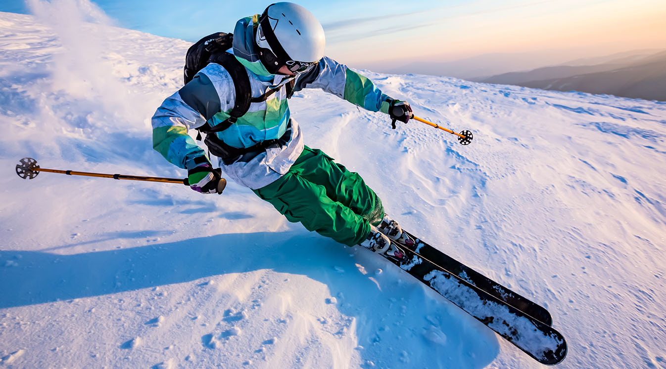 skiing in the snowy mountains 1